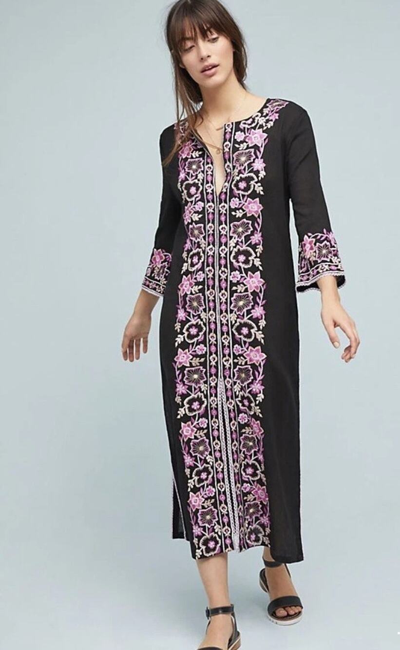 New Anthropologie by Misa Durand Floral Embroidered Midi Dress $370 Size XS